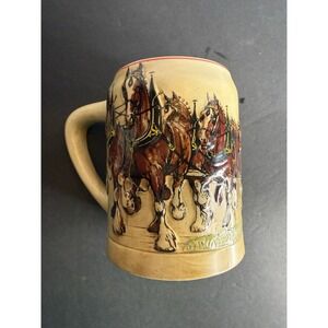 Budweiser Champion Clydesdales Beer Stein Mug Ceramarte Brazil Vintage